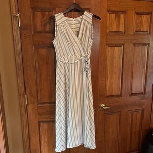 Calvin Klein Cream V-Neck Sleeveless Maxi Dress